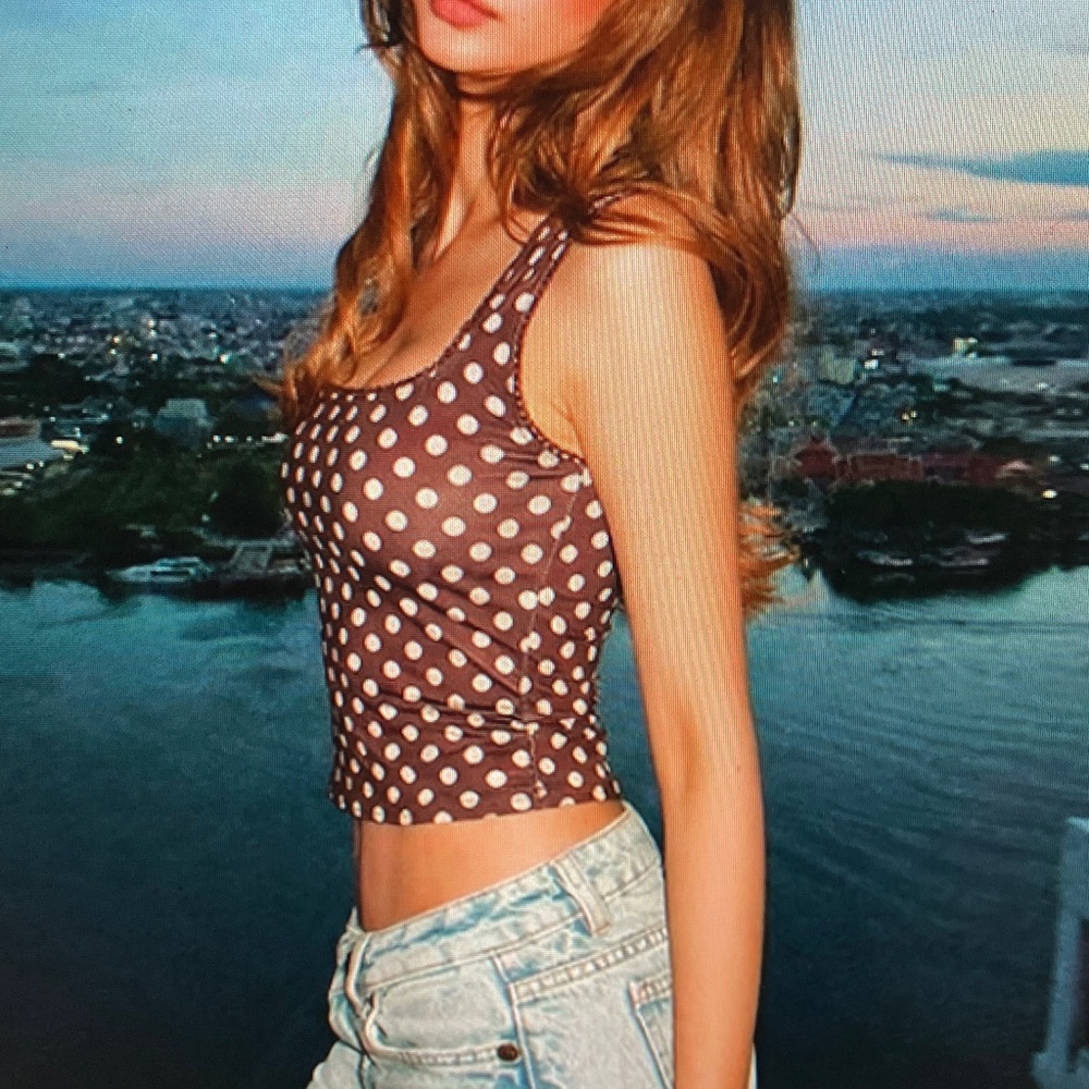 Brown Polka Dot Tank Top - Picture 4 of 4